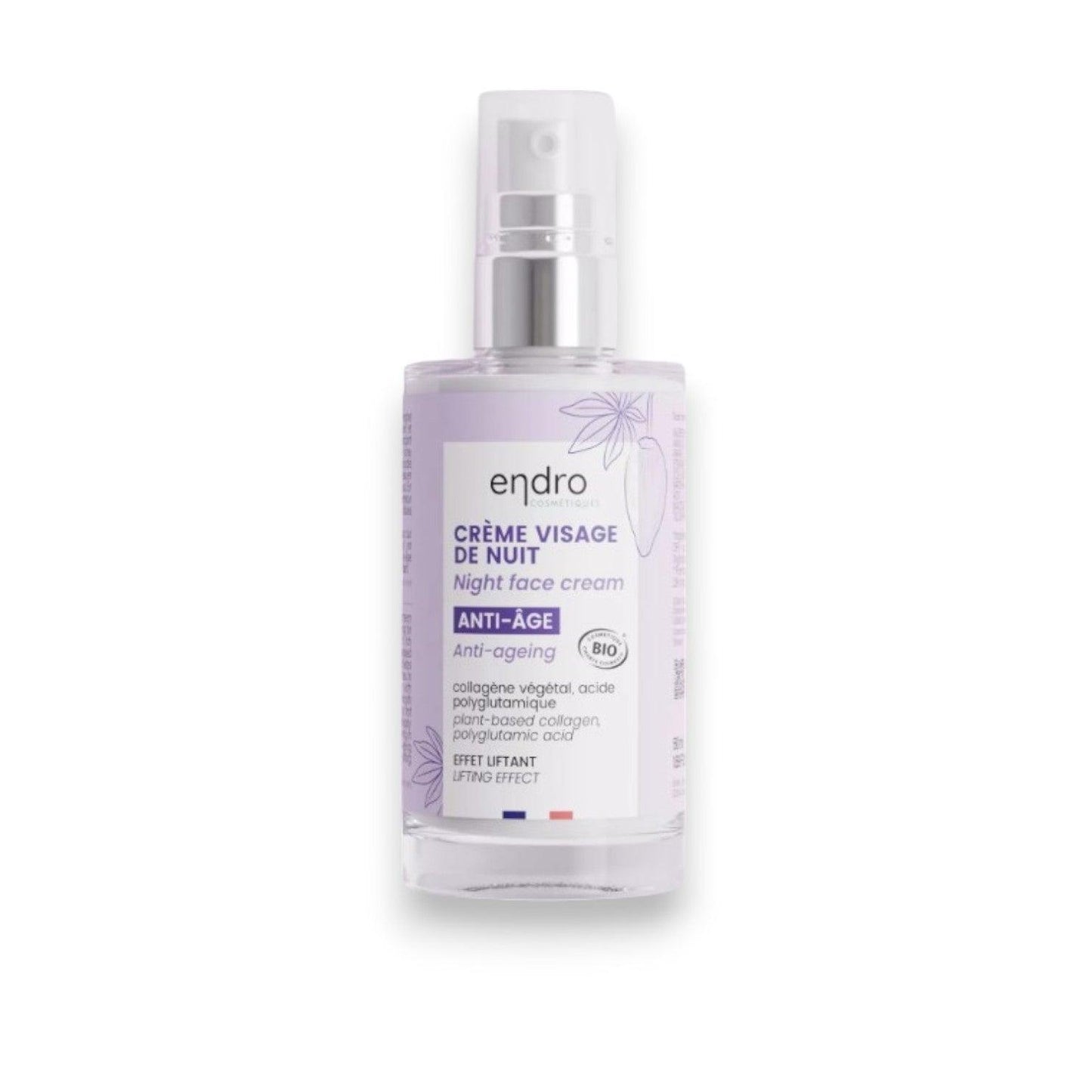 Crème de Nuit Liftante Anti-âge au Collagène Végétal - Endro - Tout type de peau - Ovale du visage relâché - Cosmelita