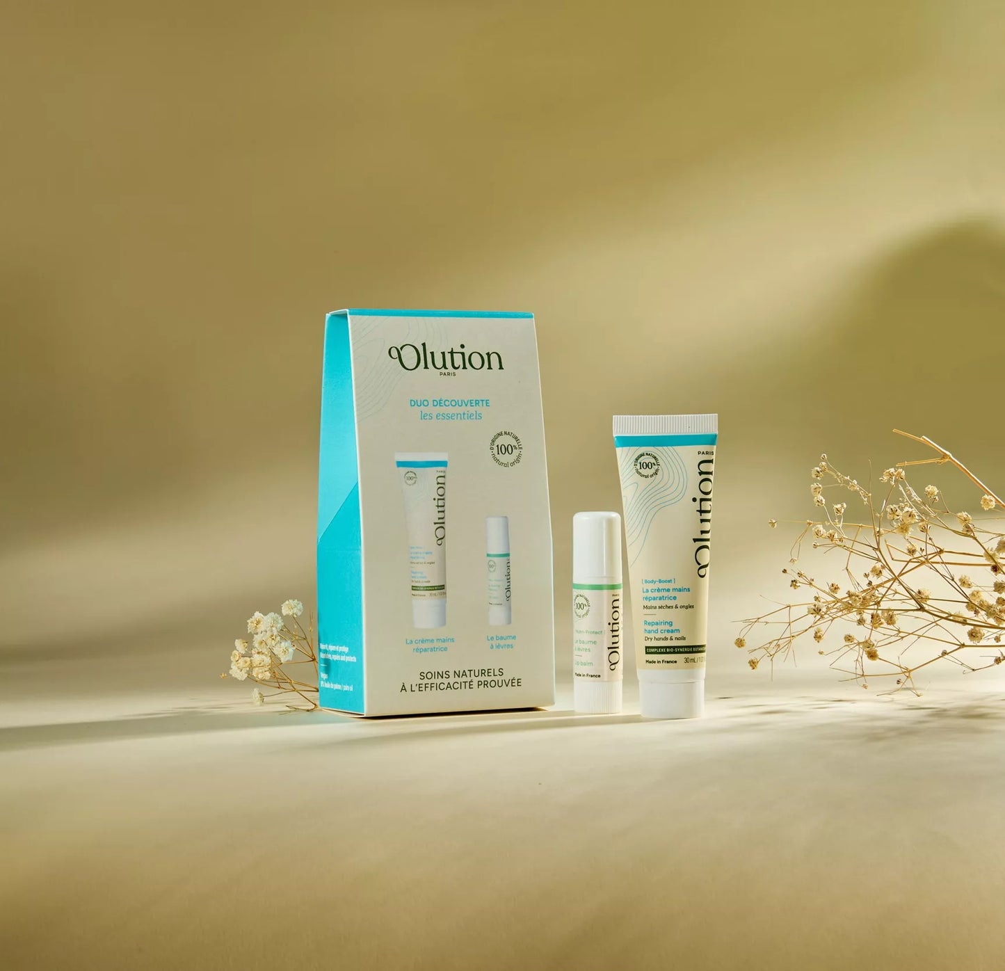 oOlution coffret crème mains et baume à lèvres vegan
