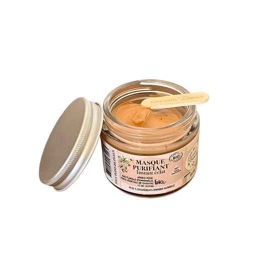 Masque Visage Purifiant Eclat Bio - Cocoon’Essence - Tout type de peau, peau terne et fatiguée - Cosmelita 